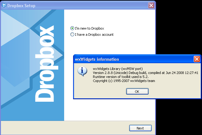 Dropbox using wxWidgets